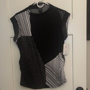 CLARA SUNWOO Black and White Geometric Muscle Tee